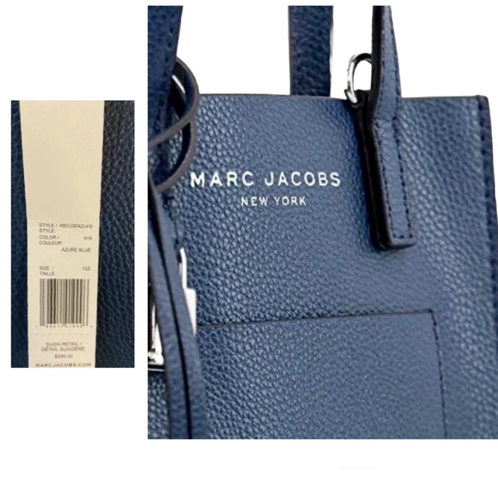 🦋New Marc Jacobs Pebbled Leather Micro Mini Grind Tote Crossbody in Azure Blue🦋 - Picture 8 of 10